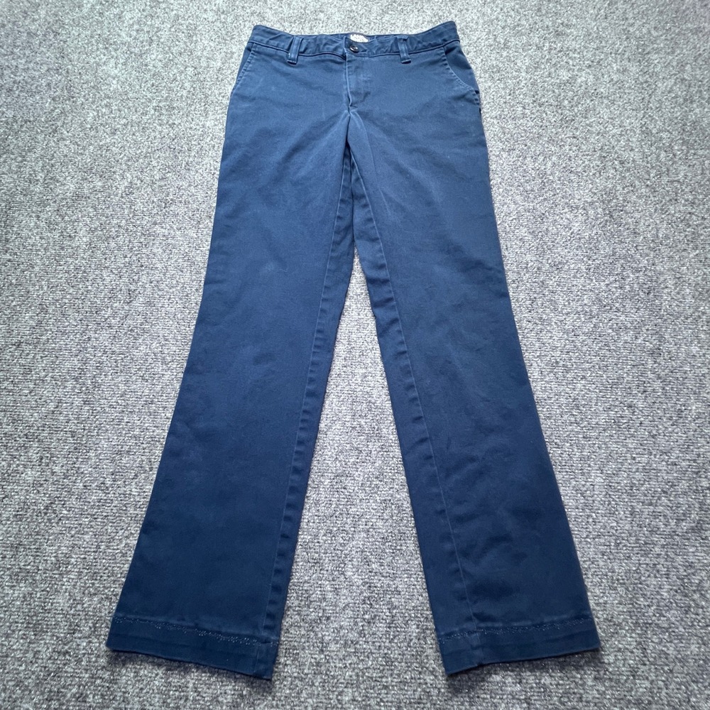 Lands End Girls Navy Blue Chino School Uniform Pants Size 14 Adjustable Waist